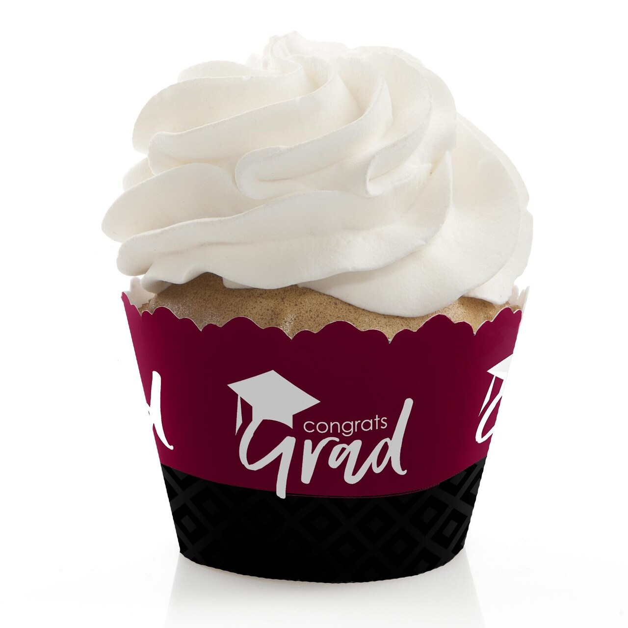 Big Dot of Happiness Maroon Graduation Party Decorations - Party Cupcake Wrappers - Set of 12